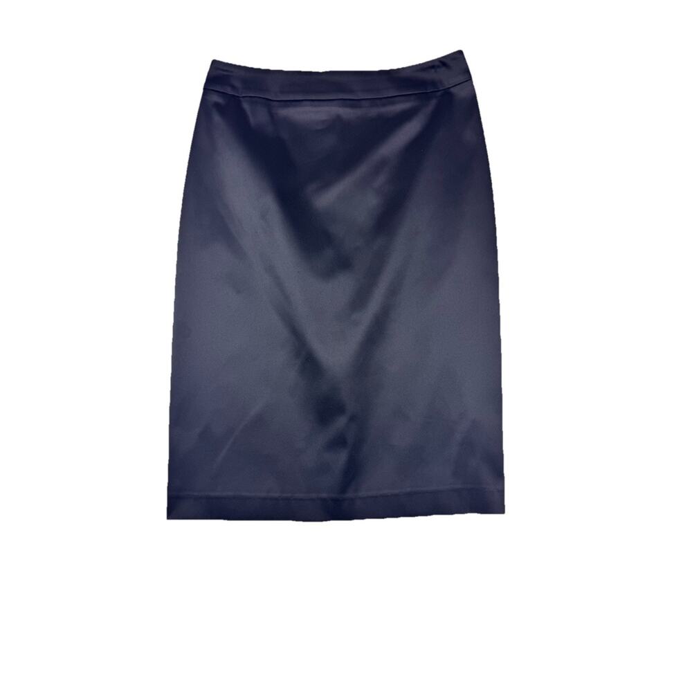 JS Collections Satin Pencil Skirt Womens Size 2 Black High Waist Back Zip